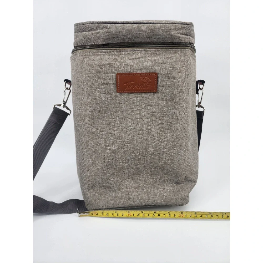 Tirrinia 2 Bottle Wine Carrier Insulated Tote Bag Gray‎ Heather Travel Cooler